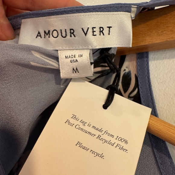 Floral Blue dress in silk by Amour Vert - Picture 3 of 7